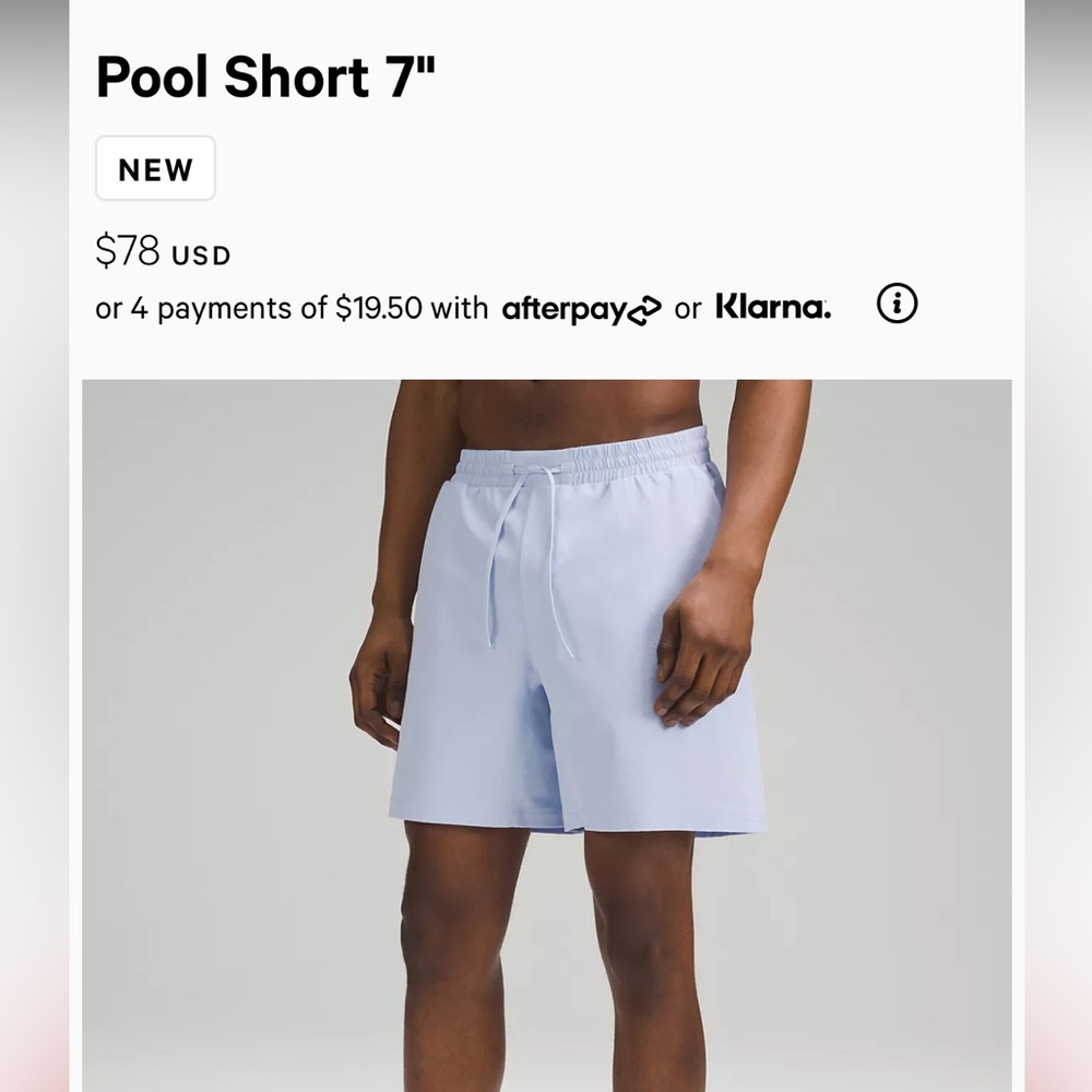 Lululemon Pool Short 7”